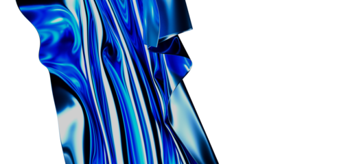 Abstract glossy blue liquid with wavy forms and blank white space. Great for background, texture, and modern design projects. High-quality image