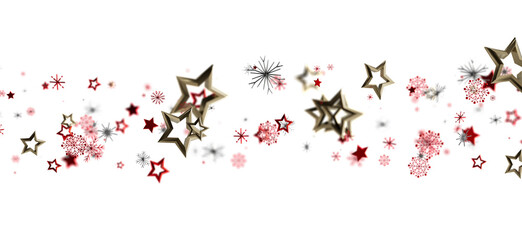 Winter holiday stars and snowflakes on white background. Perfect for seasonal greetings, Christmas, new year, and festive celebrations.