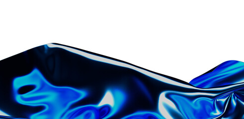An abstract image of flowing blue fabric over a white background. This artistic piece evokes a...