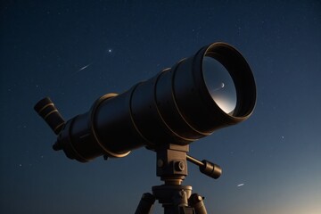 Teleskop auf einem Stativ unter dem Sternenhimmel