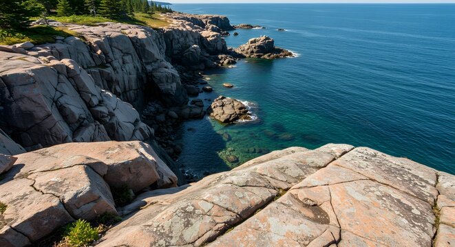 Coastal rocky shore landscape