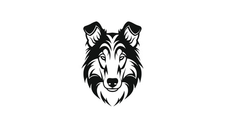 Black and white collie dog head logo on white background Keywords: dog, collie, canine, animal