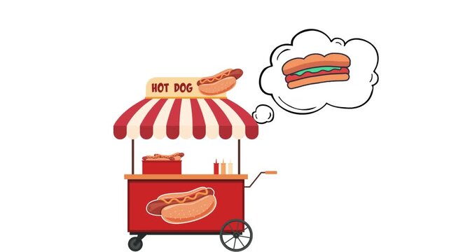 Vector illustration of a hot dog sandwich icon for a fast food menu design