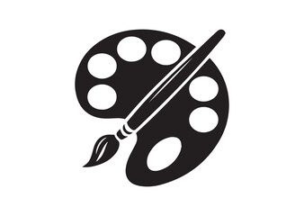 Brush and palette icon, Brush and palette solid vector