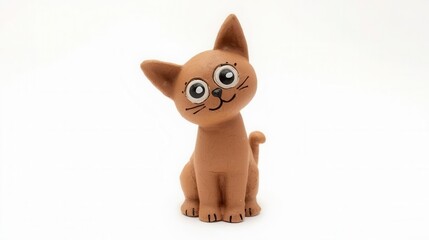Playful cat figurine studio setting 3d model minimalistic style close-up view whimsical design