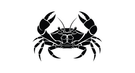 Black and white crab illustration with raised claws