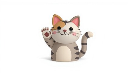 Playful cartoon cat figurine home decor 3d model whimsical studio environment cute design