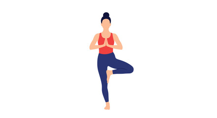 A woman practicing yoga tree pose for balance and focus.