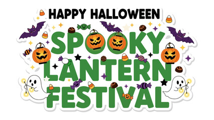 Spooky Lantern Festival: A festive, eye-catching design celebrating the spookiness of Halloween. Features jack-o'-lanterns, ghosts, and bats. 