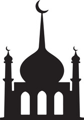 Modern Mosque Silhouette Vector Icon Islamic Architecture & Religion Symbol