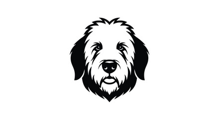 Black and white dog face logo on white background animal