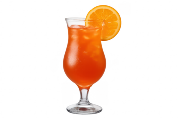 Orange cocktail drink with ice and orange slice