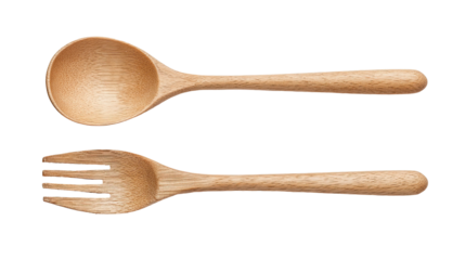 Wooden spoon and fork, top view (6)