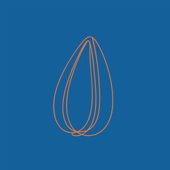 Minimalist abstract representation of a teardrop shape with smooth curves and a monochromatic color scheme on a solid