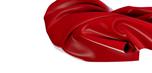 Abstract of flowing red fabric against a white backdrop. Ideal for artistic concepts, design elements, and visual storytelling.