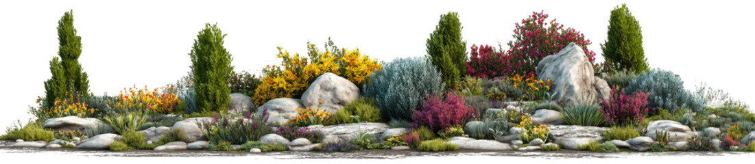 Colorful rock garden landscape design