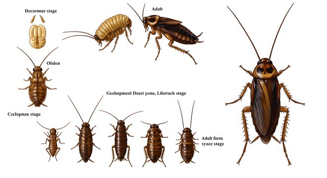 Cockroach life cycle stages