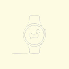 Smartwatch with notification displaying a message alert on a clean, minimal emphasizing technology and communication