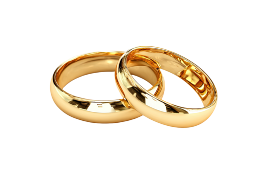 Two gold wedding bands, overlapping