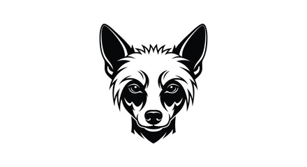 Black and white dog head logo on white background silhouette