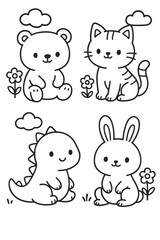 Obraz premium Funny cartoon animal characters set with cute baby animals in vector style