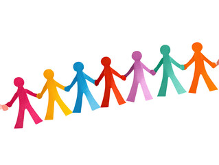 Colorful paper people linked hand-in-hand (2)