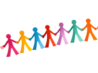 Colorful paper people linked hand-in-hand (2)