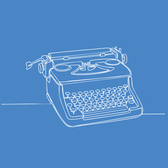 Vintage typewriter with round keys and a carriage return lever on a solid