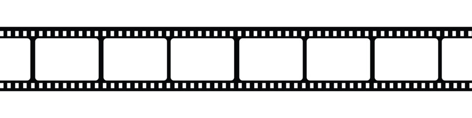 Film strip vector on white background. cinema, photography, movie, motion, frame, visual, art, entertainment, storytelling, narrative, symbol.