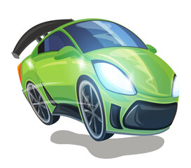 Fototapeta premium Cartoon street racing car vehicle on white background illustration for children