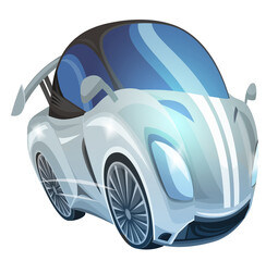 Cartoon street racing car vehicle on white background illustration for children