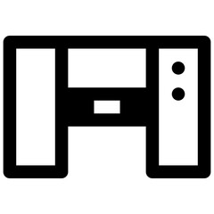 Roller iron. Outlined stroke vector icon with black-filled details.