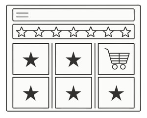 Online shopping cart with star ratings and reviews interface