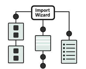 Import wizard step by step process diagram with flowchart elements