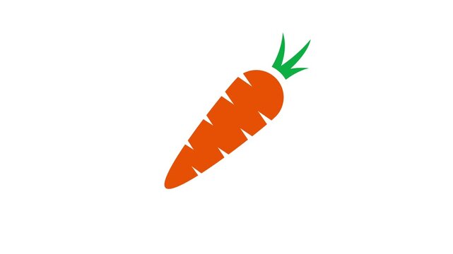 Carrot icon animation on white background in 4K resolution