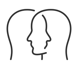 Abstract faces outline art with overlapping head profiles