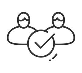 User verification icon with two figures and checkmark