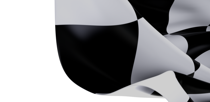 Close-up image of a chequered flag, a symbol of victory and competition. The flag's wave effect provides a sense of motion and excitement, perfe
