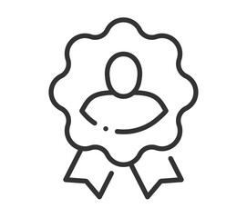 Simple award ribbon line icon with person silhouette