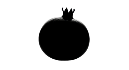 Black silhouette of a pomegranate fruit isolated PNG with Transparent Background