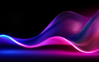 Futuristic neon lines abstract wave gradient background glowing digital flow