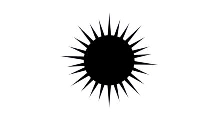 Black spiky sun illustration isolated PNG with Transparent Background