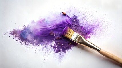 Delicate Liner Brush with Soft Purple Paint Splash on White Background