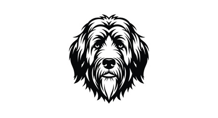 Black and white doodle dog head logo silhouette