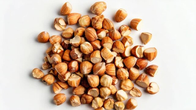 Video clip A collection of various nuts placed on a white background
