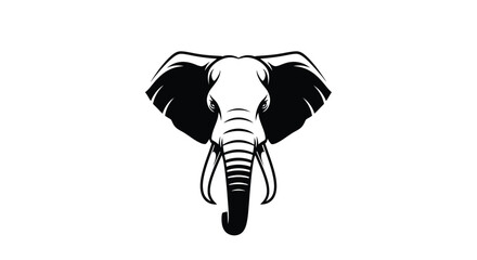 Black and white elephant head logo on white background