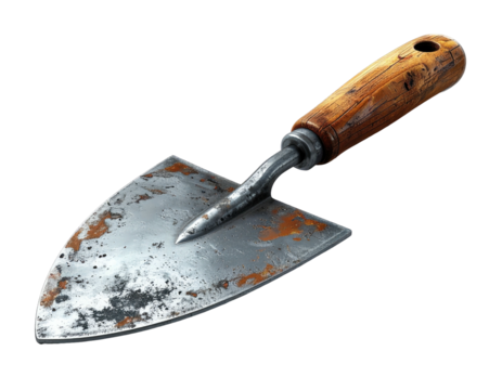 An aged trowel, showing signs of rust and wear