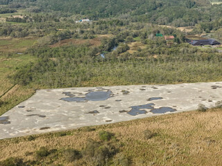 Aerial view of a large solar power plant construction site near Kushiro Wetland, Hokkaido, Japan – Editorial Use Only
