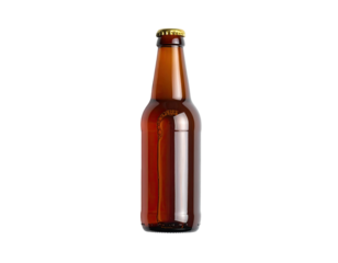 Amber beer bottle against black background (2)