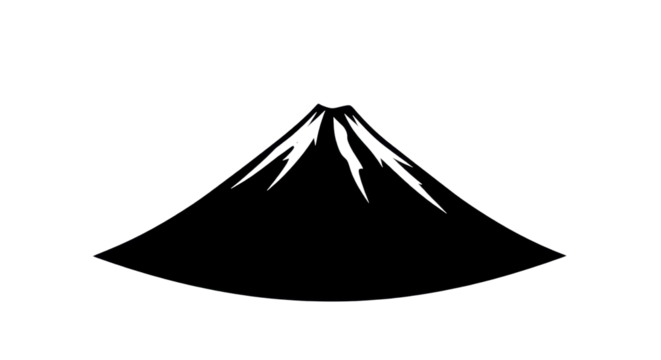 Mountain peak with snowy top isolated on white background